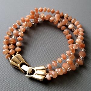 3 strands Natural Sunstone 7" Bracelet